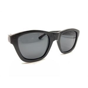Woodzee Daphne Striped Black Brown Sunglasses Gray Lens Designer Men Women